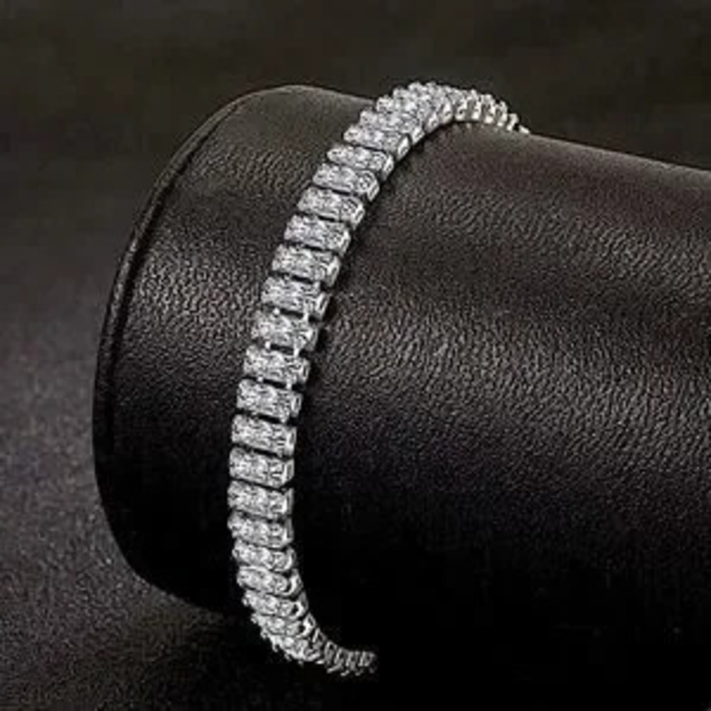 Sterling Silver Baguette Diamond Tennis Bracelet